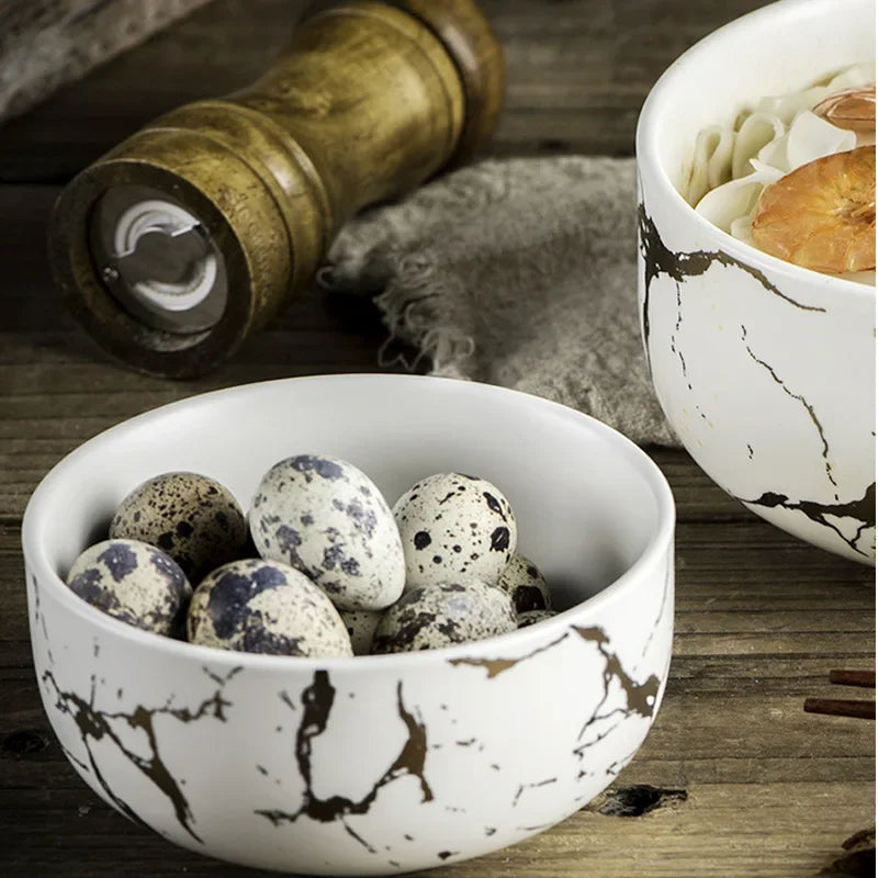 Marble Ceramic Bowl Set Nordic Tableware Minimalist - Tophatter Daily Deals