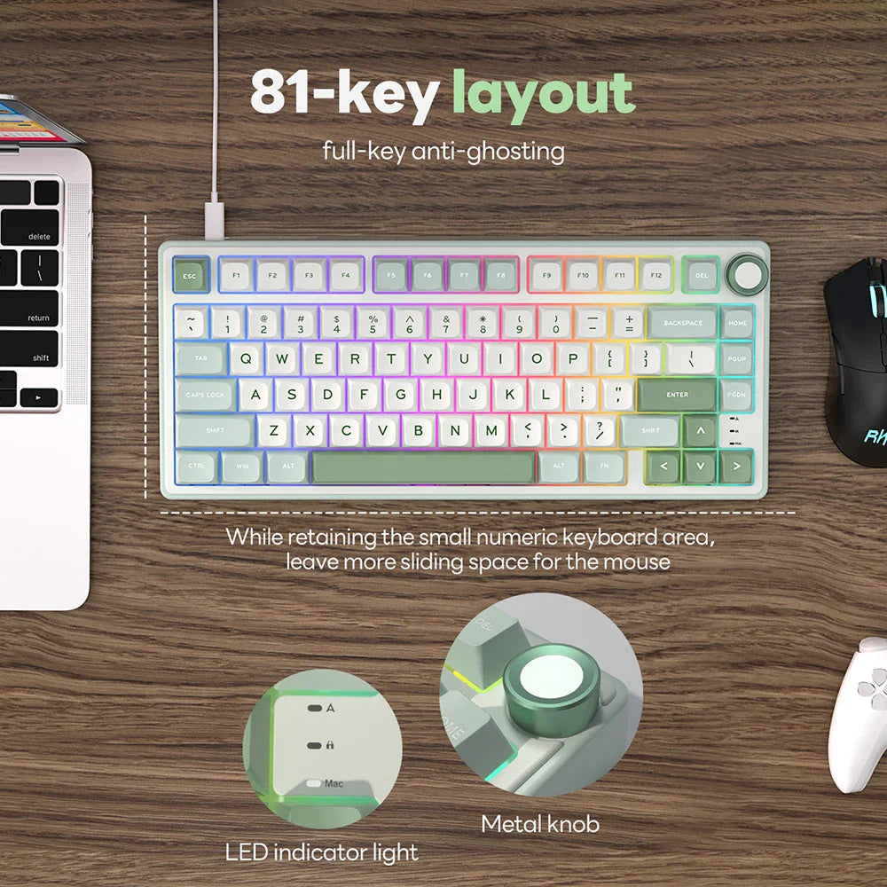 Mechanical Keyboard R75 Gasket 80Key RGB Hot Swap Spanish - Tophatter Daily Deals