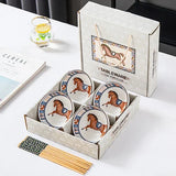 Japanese Hand Painted Ceramic Bowl Set With Chopsticks F-4bowl 4chopsticks - Tophatter Daily Deals