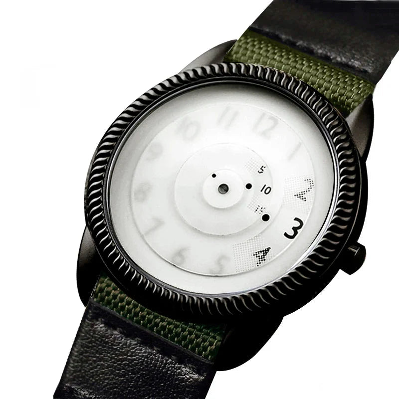 Quartz Handless Watch Canvas Strap Minimalist Style WD-green - Tophatter Daily Deals