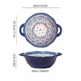 Ceramic Soup Bowl Bohemian Handle Embossed Microwave 9.4in bowl ZS 7.5 inch - Tophatter Daily Deals