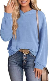 Lightweight Relaxed Womens Hoodie - Ribbed Knit, Casual - Tophatter Daily Deals