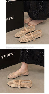 Breathable Women Mesh Ballet Flats - Strappy Round Toe - Tophatter Daily Deals