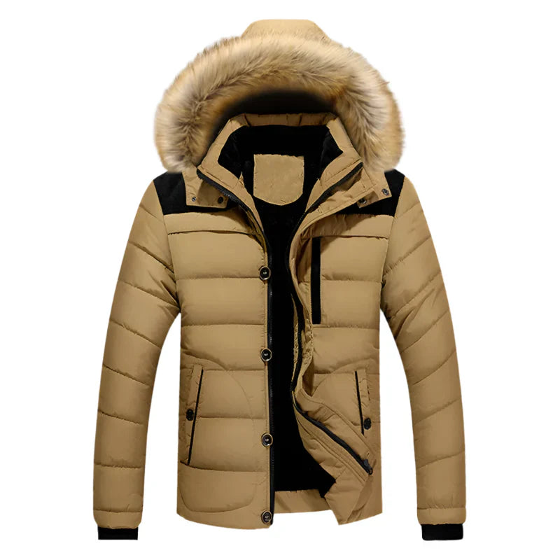 Men's Thick Hooded Winter Parka Jacket Coat (Khaki) Apparel & Accessories > Clothing > Outerwear > Coats & Jackets > Parkas - Tophatter Daily Deals