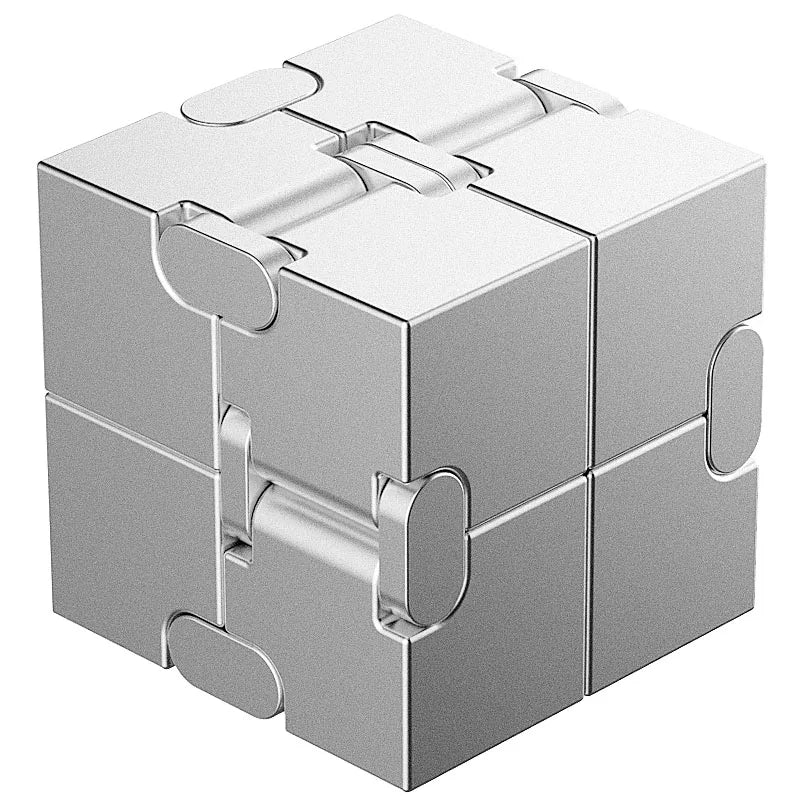 Metal Magic Cube Stress Relief Toy Portable Puzzle Focus ABS plastic Silver - Tophatter Daily Deals
