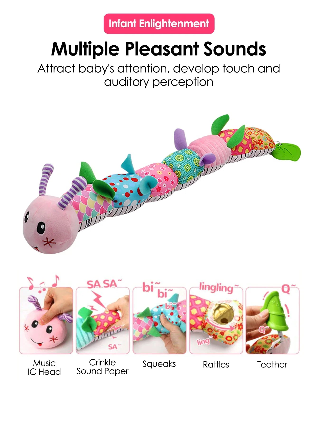 Soft Giraffe Baby Rattle Hanging Plush Newborn Sensory Toys - Tophatter Daily Deals