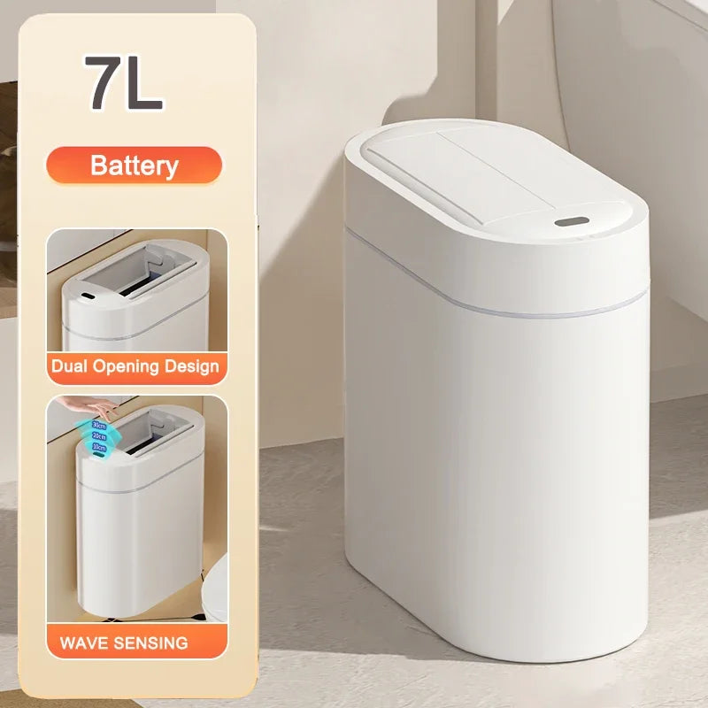 Smart Trash Can Wall Mount Automatic Narrow Bin 2025 7L-battery - Tophatter Daily Deals