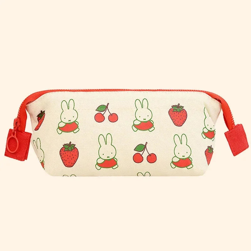 Miffy Strawberries Canvas Pencil/Cosmetic Case Animals - Tophatter Daily Deals