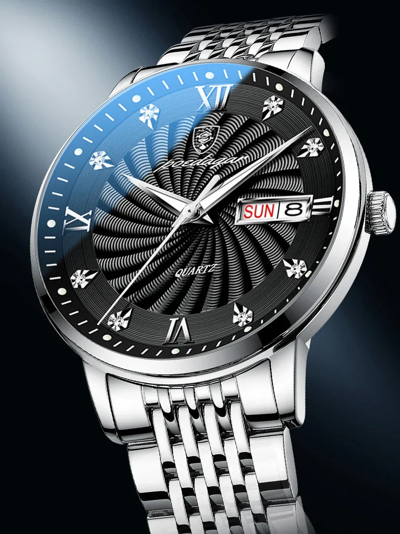 Quartz Wristwatch Stainless Steel Luminous Date Week - Tophatter Daily Deals