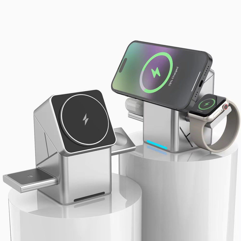 3-in-1 Foldable Magnetic Wireless Charging Station Wireless Charging Stations - Tophatter Daily Deals