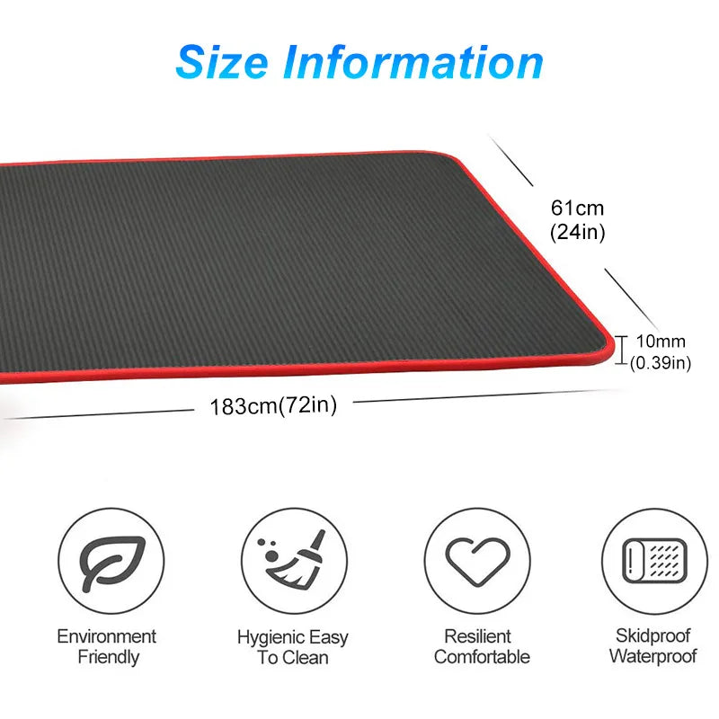 10MM Extra Thick Non-Slip NRB Yoga Mat 183x61cm Black Yoga & Pilates Mats - Tophatter Daily Deals