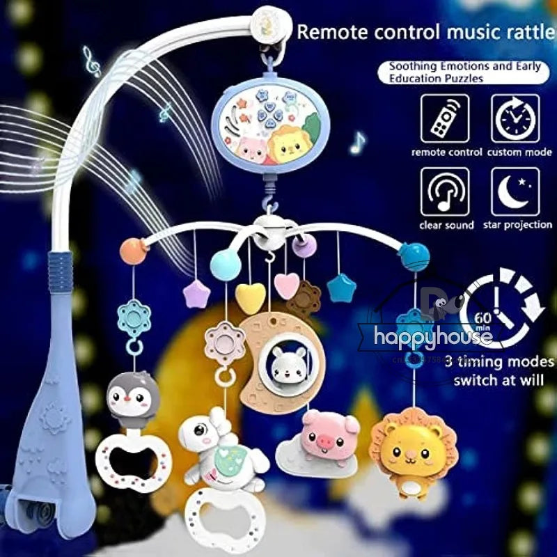 Crib Mobile Remote Music Light Newborn Sensory Toys - Tophatter Daily Deals
