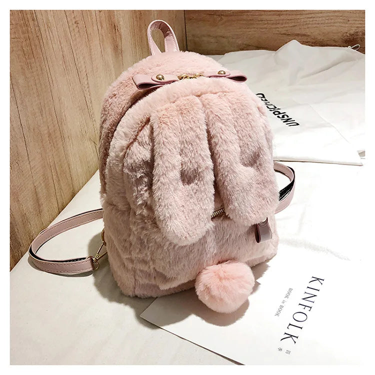 Faux Fur Mini Rabbit Ear Backpack Animals - Tophatter Daily Deals