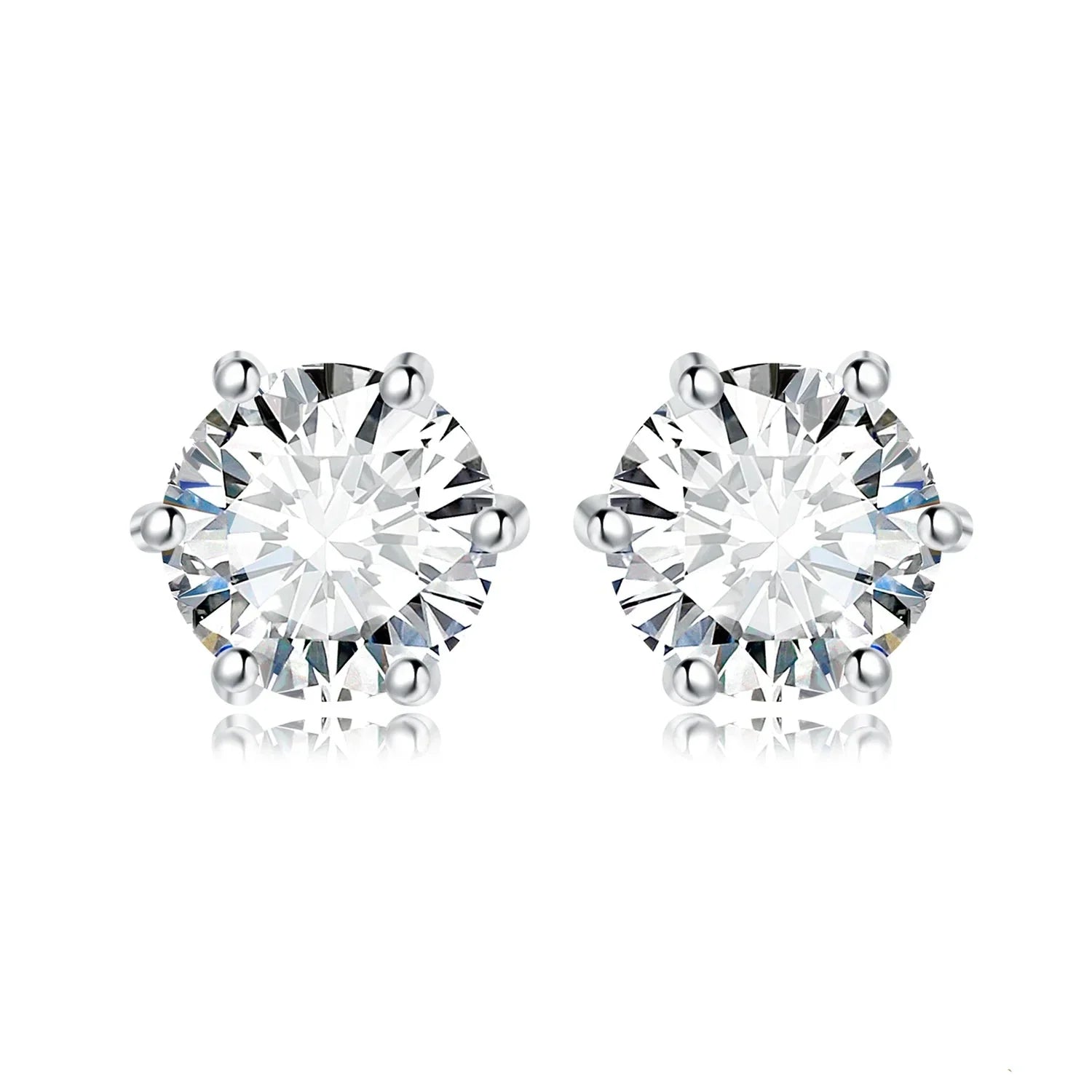 Earrings Stud Round 5A Zirconia Silver for Women (Silver) Apparel & Accessories > Jewelry > Earrings - Tophatter Daily Deals