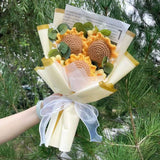 Crochet Knitted Plush Flowers Bouquet Pale Yellow Flowers - Tophatter Daily Deals