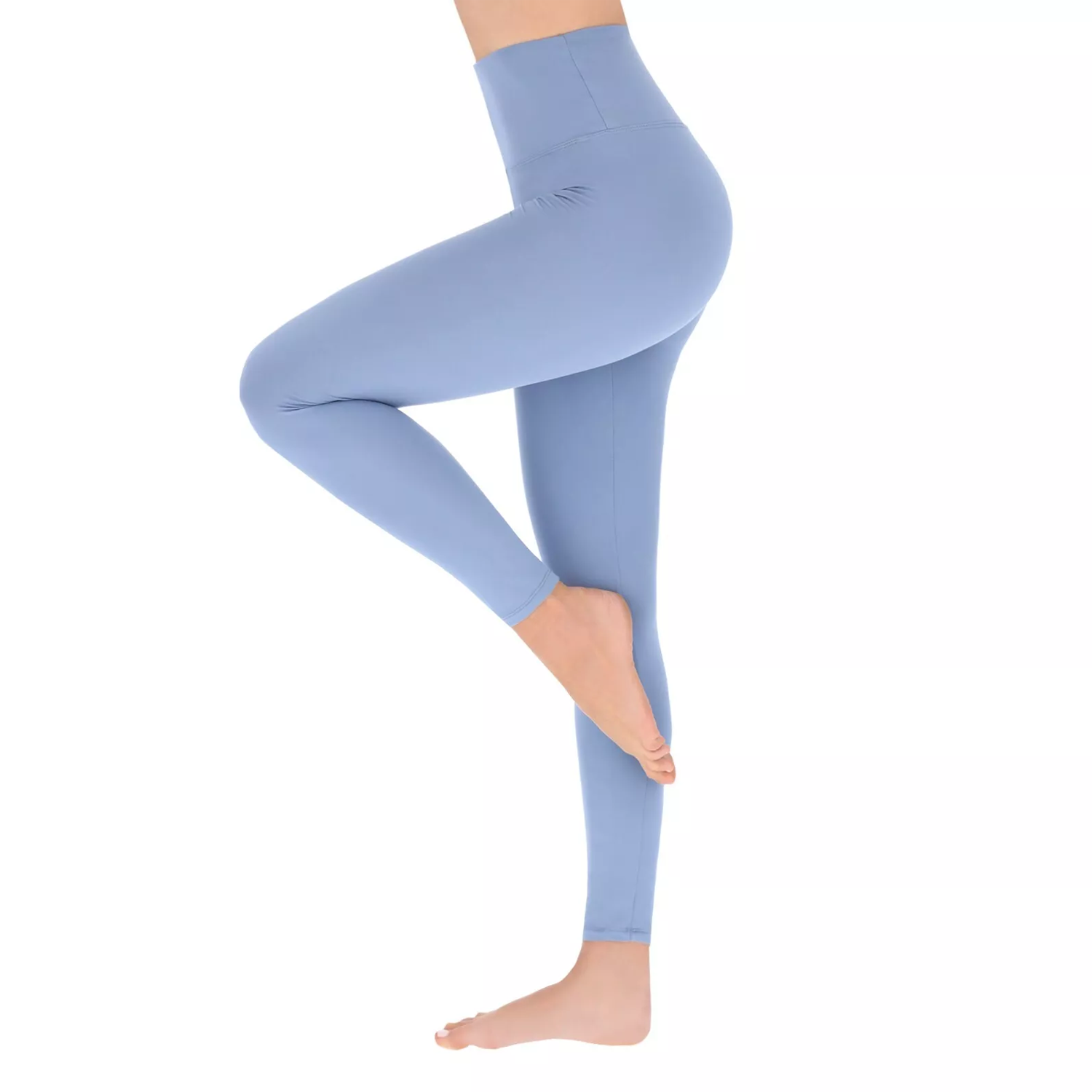 High Waisted Ladies Leggings – Stretchy, Tummy Control Workout & Everyday Wear Blue Clothing - Tophatter Daily Deals