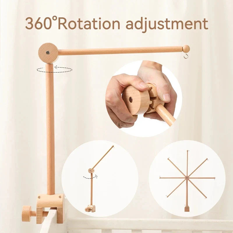 Wooden Baby Mobile Crib Arm Holder Newborn Sensory Toys - Tophatter Daily Deals