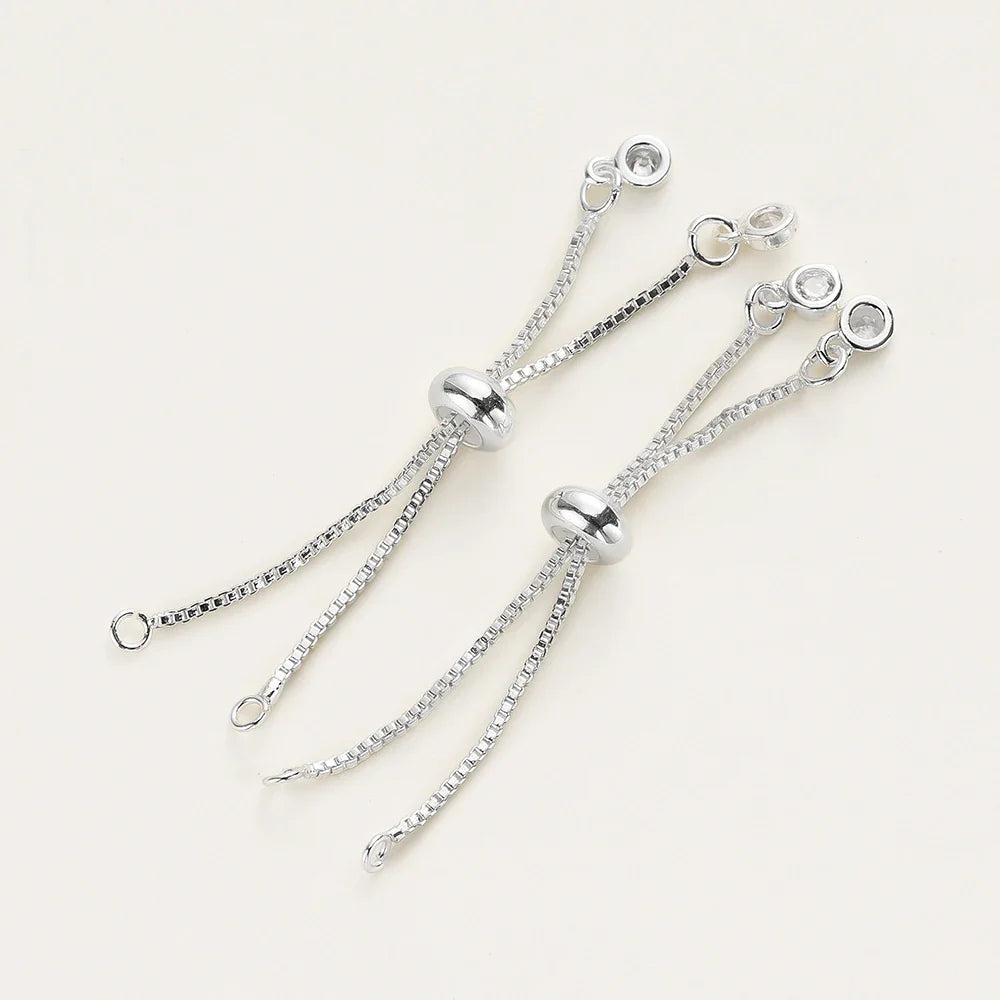 Adjustable Slider Chains For DIY Bracelet Making Accessories Silver - Tophatter Daily Deals