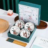 Japanese Hand Painted Ceramic Bowl Set With Chopsticks E-4bowl 4chopsticks - Tophatter Daily Deals