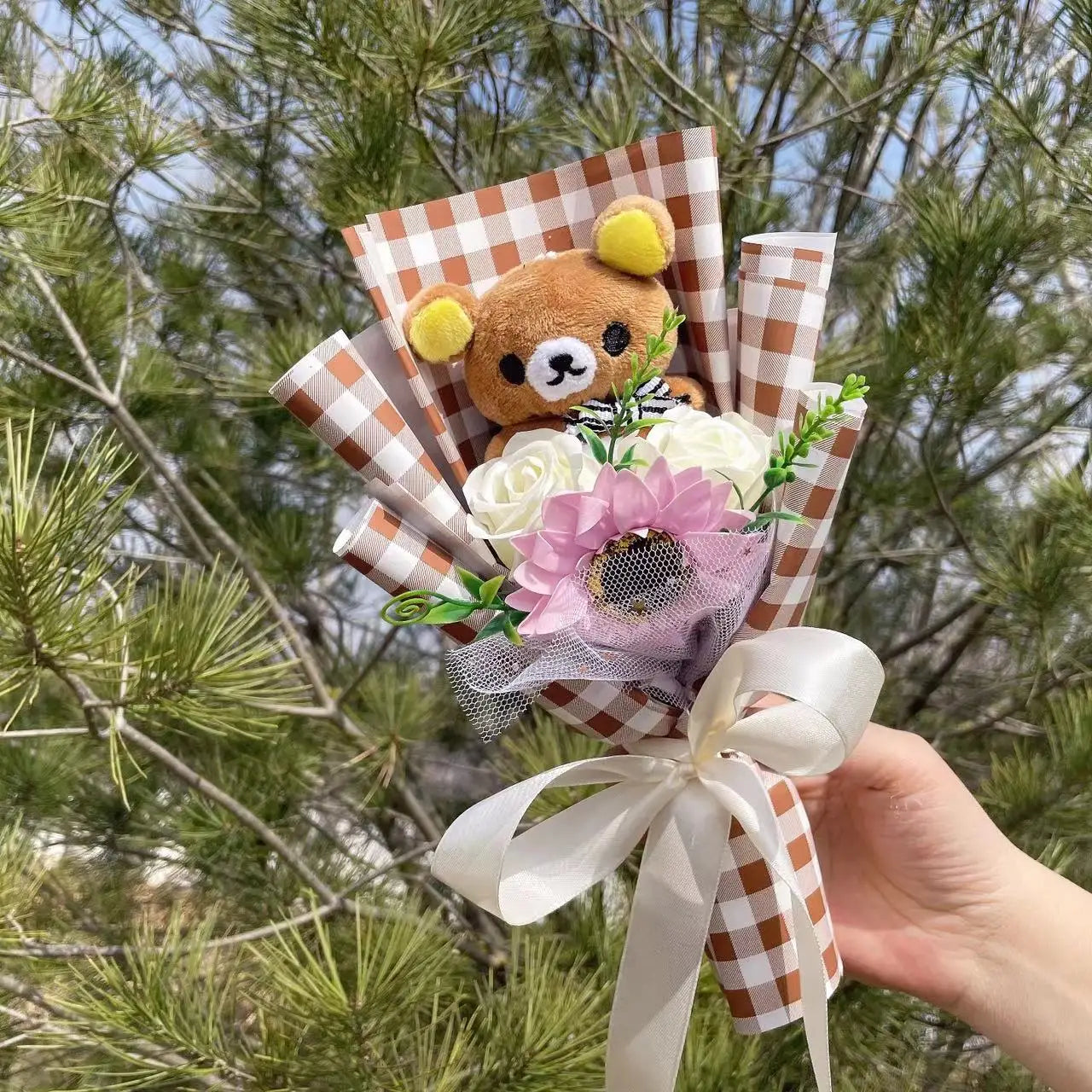 Sanrio Pochacco San-X Rilakikuma Bear Plush Toy Flower Bouquet Rilakkuma (Coffee) Flowers - Tophatter Daily Deals