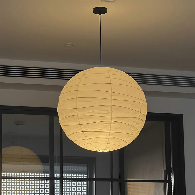 Japandi Wabi Sabi Round Pendant Light E27 LED Hanging Cozy Lamp - Tophatter Daily Deals