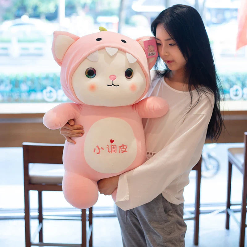 ChooChoo Cat Stuffed Animals Plush Toys Kawaii Soft Plushie Wearing Kigurumi Pink Animals - Tophatter Daily Deals