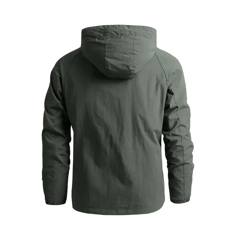 Waterproof Men Jacket- Hooded Windbreaker Polyester Camping - Tophatter Daily Deals