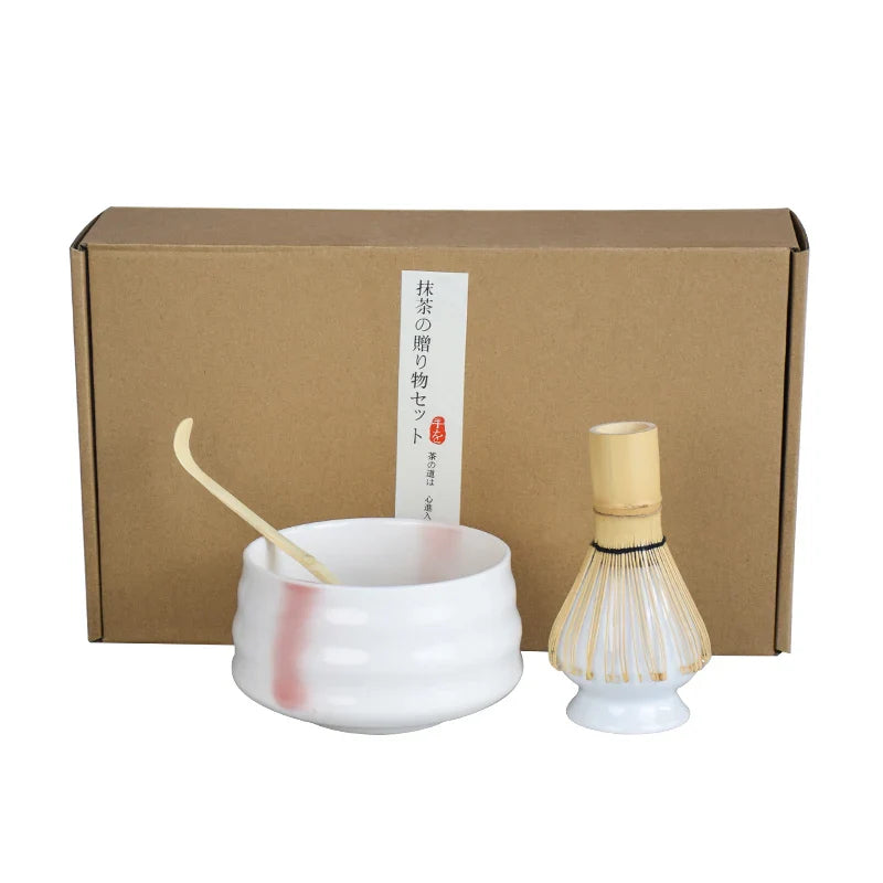 Matcha Tea Set Porcelain 4Pc Handmade Easy Clean Gift Kit Tea white - Tophatter Daily Deals