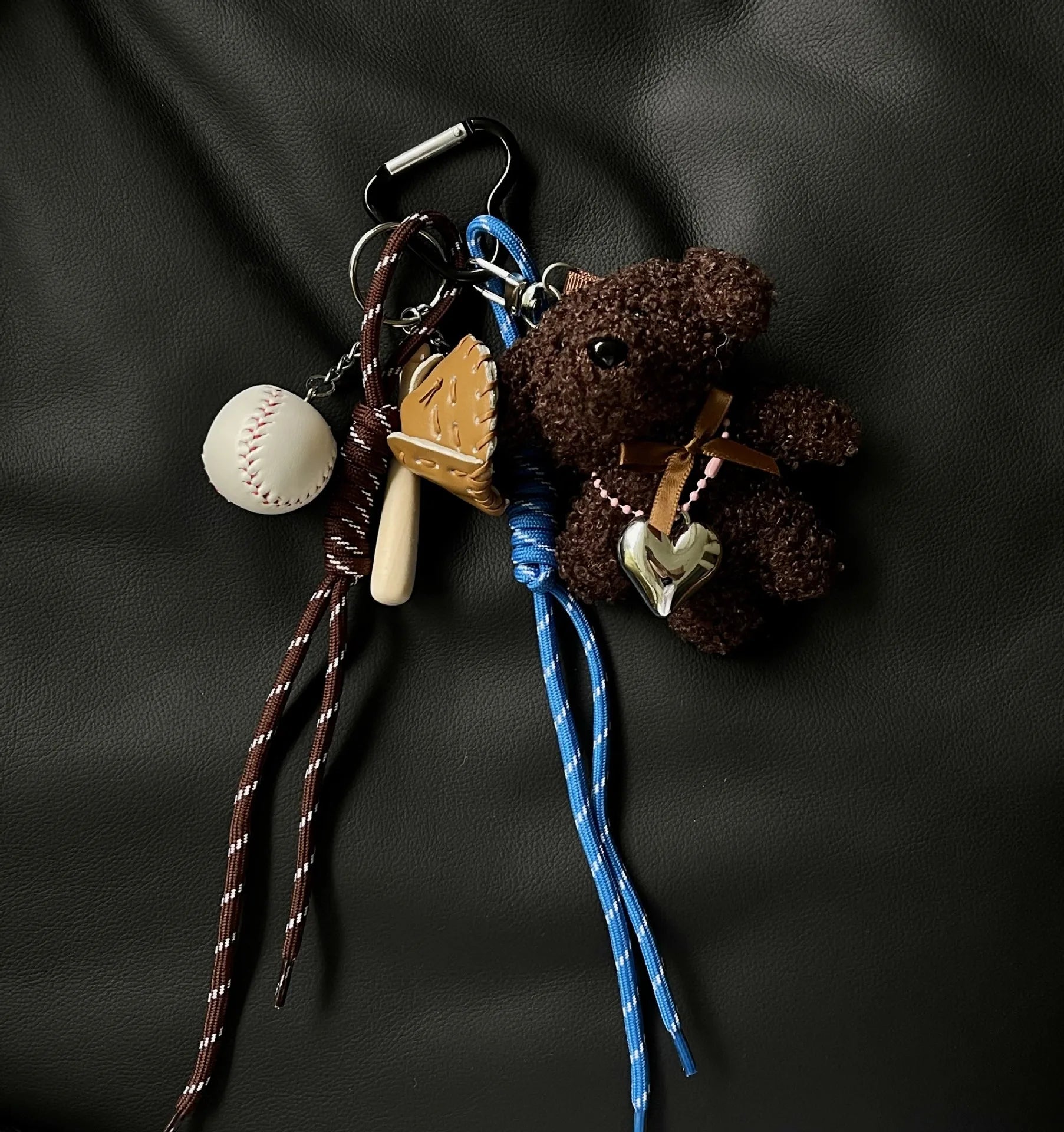 Plush Baseball Dog Key Chain Bag Charm Sport Cute Accessory Dark brown - Tophatter Daily Deals