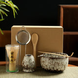 Matcha Tea Set Ceramic Bowls With Bamboo Whisk 6 Piece White 6pcs - Tophatter Daily Deals