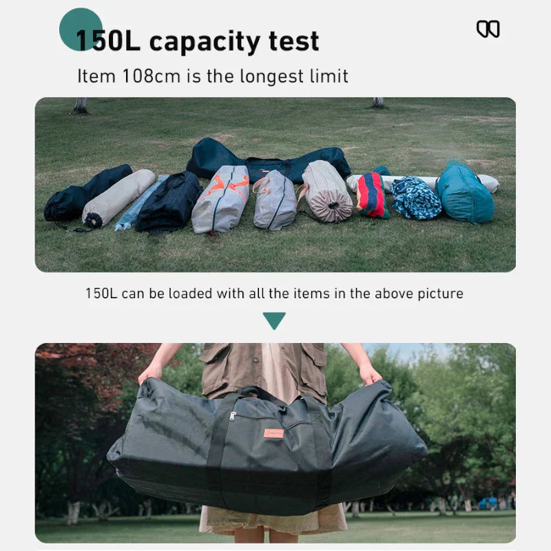 150L Folding Camping Storage Bag Waterproof Black Duffel Bags - Tophatter Daily Deals