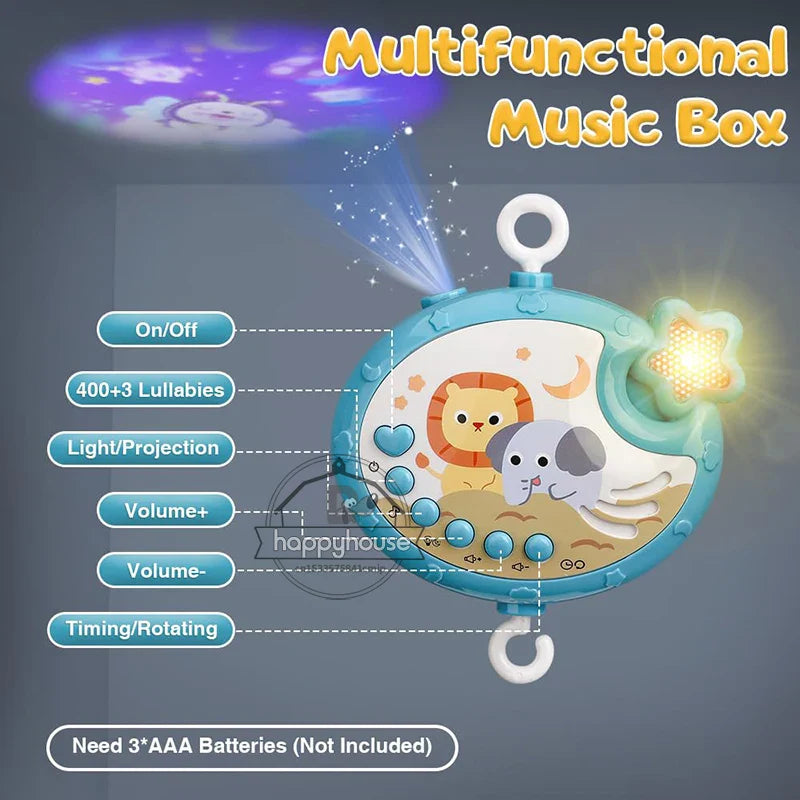 Musical Baby Mobile Projection Remote Newborn Sensory Toys - Tophatter Daily Deals