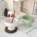 Ceramic Bowl 4 Inch Speckled White Retro Microwave Safe - Tophatter Daily Deals