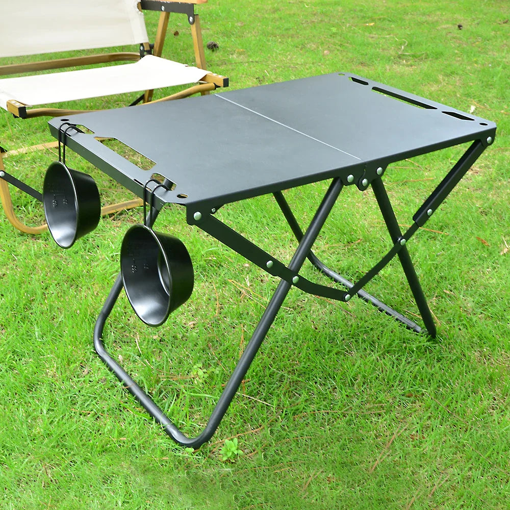 Foldable Hollowed Surface Camping Table Black Camp Furniture - Tophatter Daily Deals