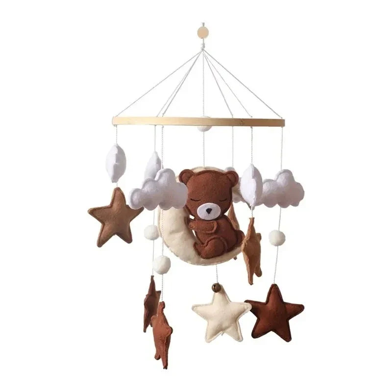 Wooden Baby Mobile Crib Arm Holder Newborn Sensory Toys Felt bear1 - Tophatter Daily Deals