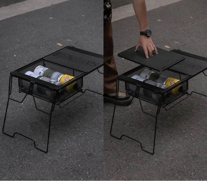 IGT Outdoor Table Unit Basket Storage Net Cage Silver Camp Furniture - Tophatter Daily Deals