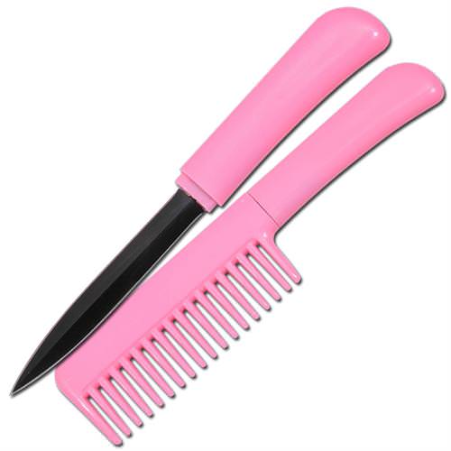 Secure Cosmetics Discrete Comb With Hidden Knife Pink - Tophatter's Army Products & Self Defense Collectible Weapons - Tophatter Daily Deals
