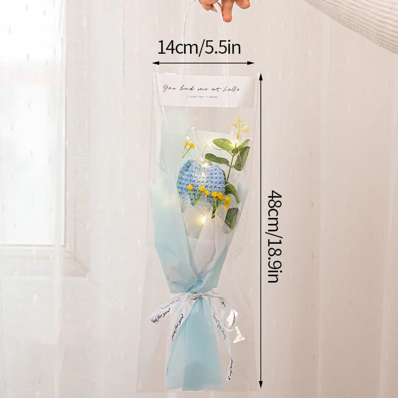 Flower Crochet Handmade Knitted Bouquet Blue x Blue Flowers - Tophatter Daily Deals
