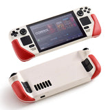Steam Deck Case Cowhide Wrap Leather Grip Hard Shell Stand White red - Tophatter Daily Deals