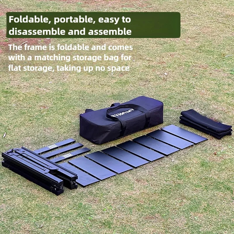 Folding Camping Table Adjustable IGT-Compatible Black Camp Furniture - Tophatter Daily Deals