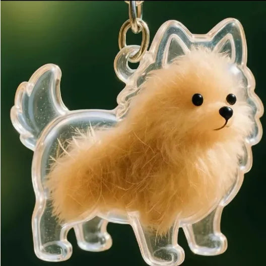 Dog Hair Keepsake Keychain Pendant Clear Resin Charm 23 - Tophatter Daily Deals
