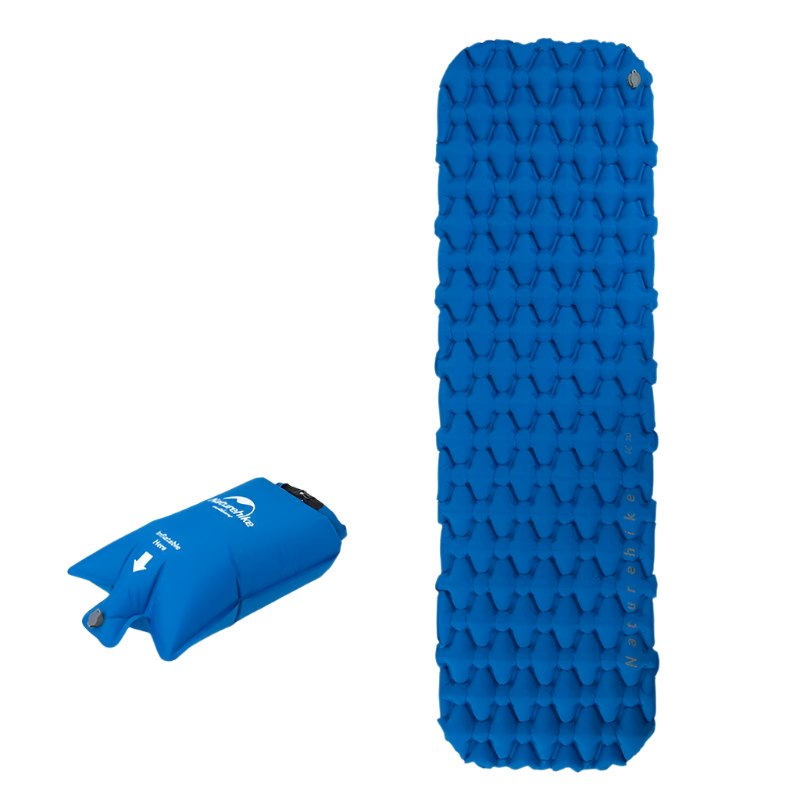 Inflatable Camping Mattress with Air Bag Blue Camping & Hiking - Tophatter Daily Deals