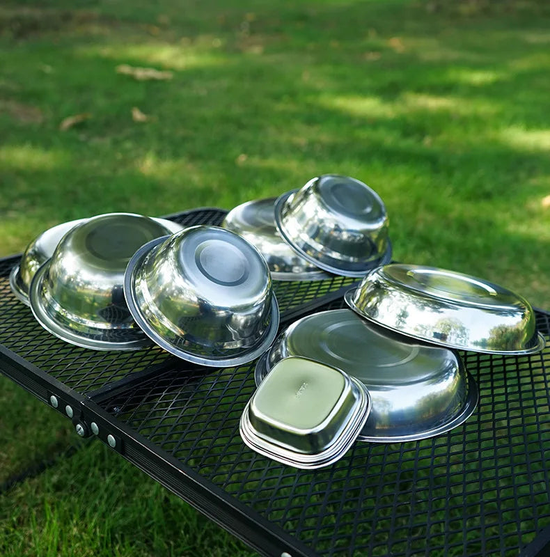 22-Piece Camping Tableware Set Silver Camp Cooking - Tophatter Daily Deals