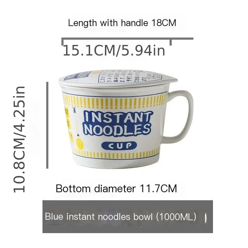 Instant Noodle Bowl With Lid Ceramic Mug Dorm And Kitchen - Tophatter Daily Deals