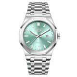 Quartz Watch Stainless Steel Waterproof Luminous Wristwatch Silver cyan - Tophatter Daily Deals