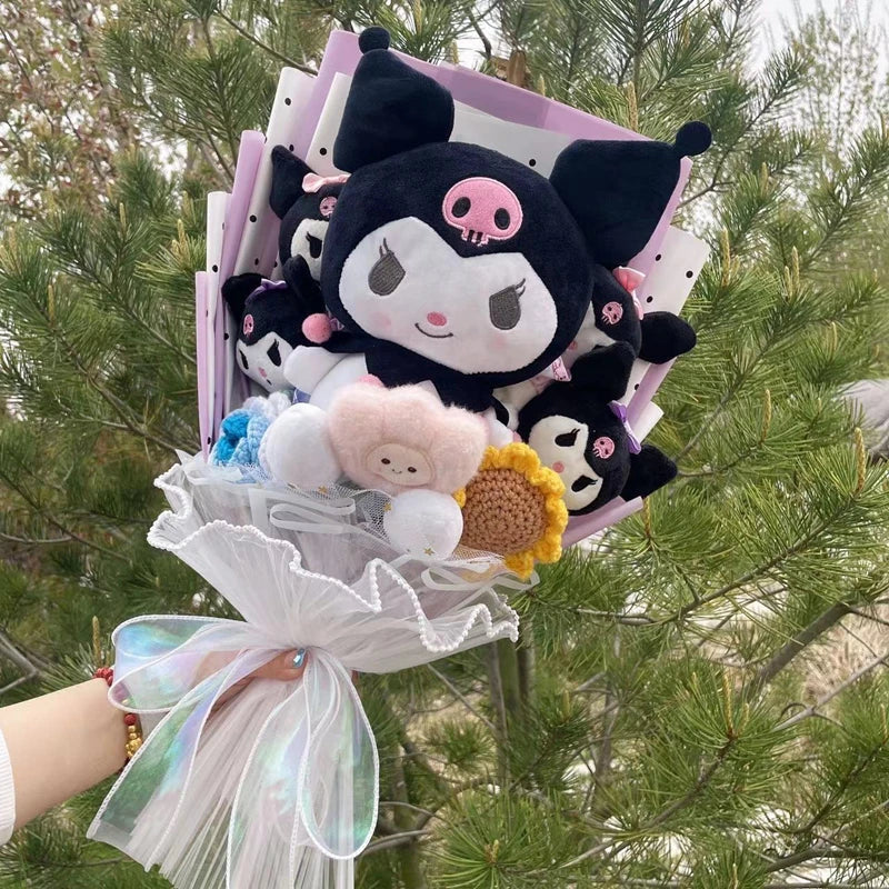 Sanrio Kuromi Plush Bouquet White x Lilac Flowers - Tophatter Daily Deals