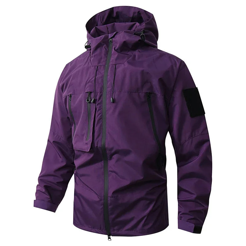 Waterproof Men's Hiking Jacket - Oversized Hooded Polyester Purple - Tophatter Daily Deals