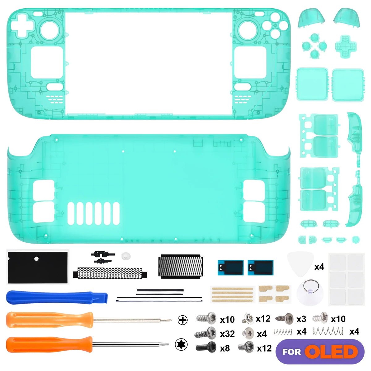Steam Deck OLED Replacement Housing Kit Clear Shell Emerald Green - Tophatter Daily Deals