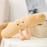 Pretzel Croissant Smiley Face Poached Egg Baguette Bread Plush Toy Baguette 9x32cm Food - Tophatter Daily Deals