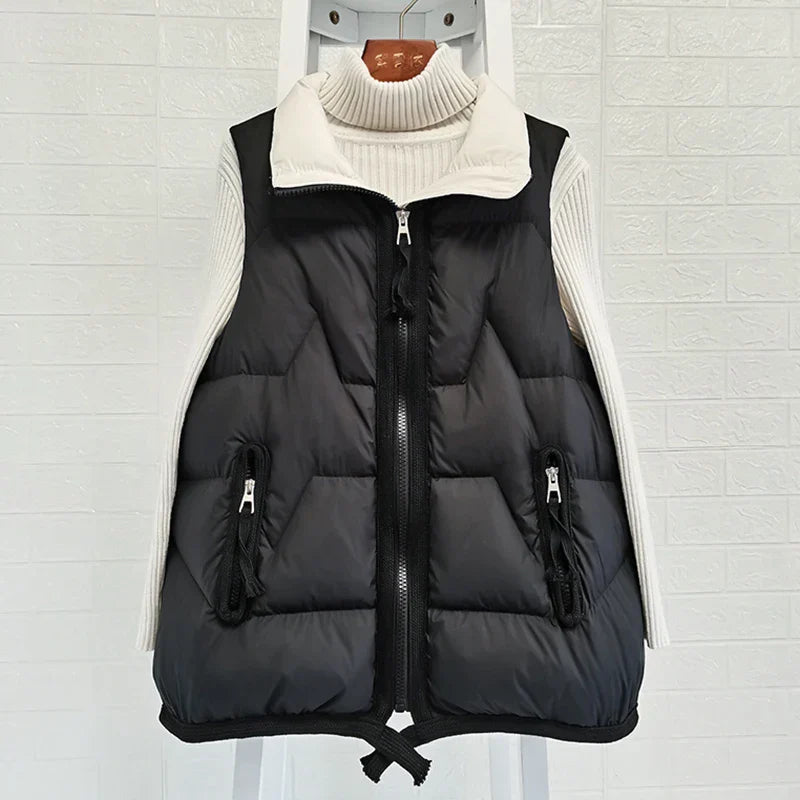 Lightweight Women’s Puffer Vest - Short Relaxed, Duck Down - Tophatter Daily Deals